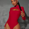 High Neck Cut-Out Long Sleeve Bodysuit