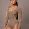Women's Ruched Wrap Sweetheart Neck Bodysuit