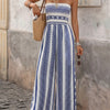 Women's Strapless Printed Wide-Leg Jumpsuit