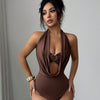 Women's Plunge Halter Neck Cut-Out Bodysuit