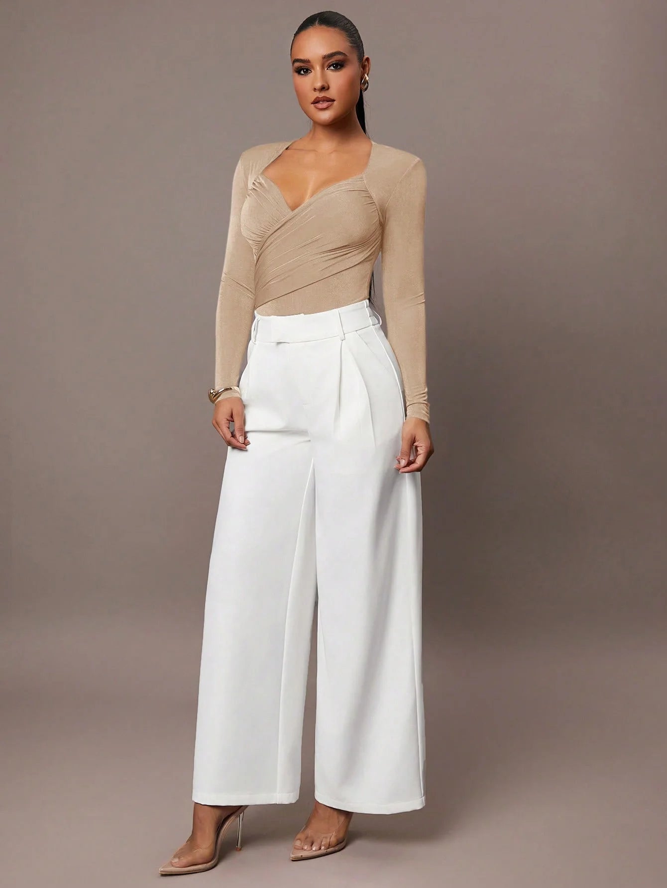 Women's Ruched Wrap Sweetheart Neck Bodysuit