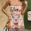 Women's Smocked Strapless Printed Playsuit