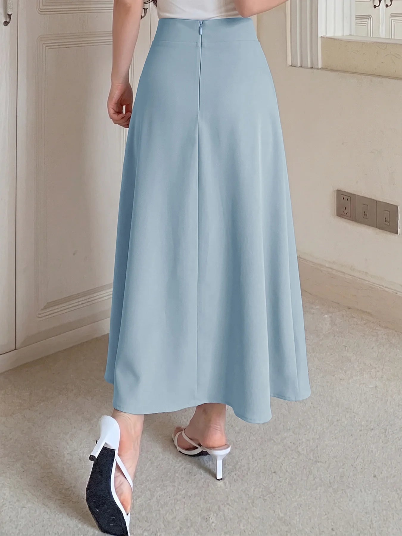 Women's High-Waist A-Line Midi Skirt