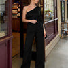 One-Shoulder Bow Detail Wide-Leg Jumpsuit