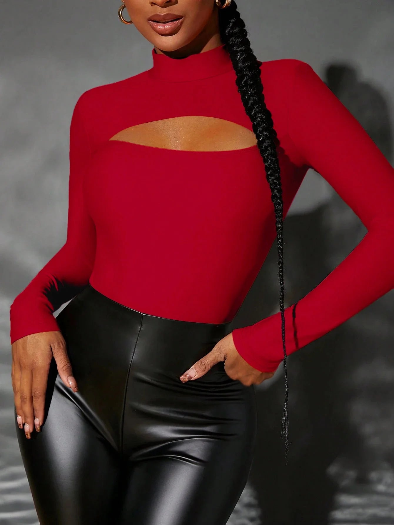 High Neck Cut-Out Long Sleeve Bodysuit