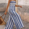 Women's Strapless Printed Wide-Leg Jumpsuit