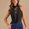 Women's Lace Insert Halter Neck Draped Bodysuit