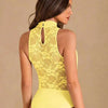 Women's Lace Insert Halter Neck Draped Bodysuit
