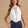 Women's Lace Insert Halter Neck Draped Bodysuit
