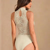 Women's Lace Insert Halter Neck Draped Bodysuit
