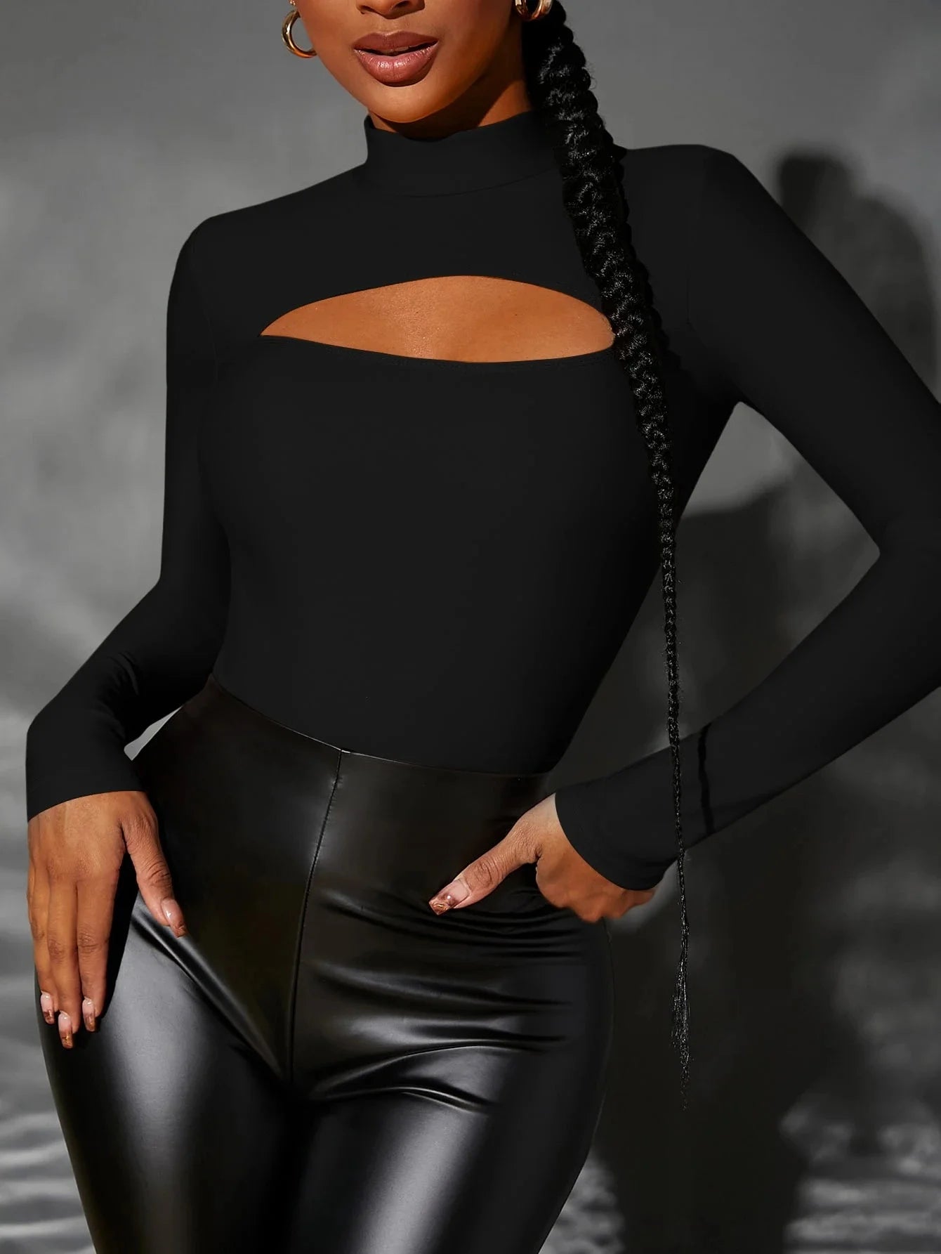 High Neck Cut-Out Long Sleeve Bodysuit