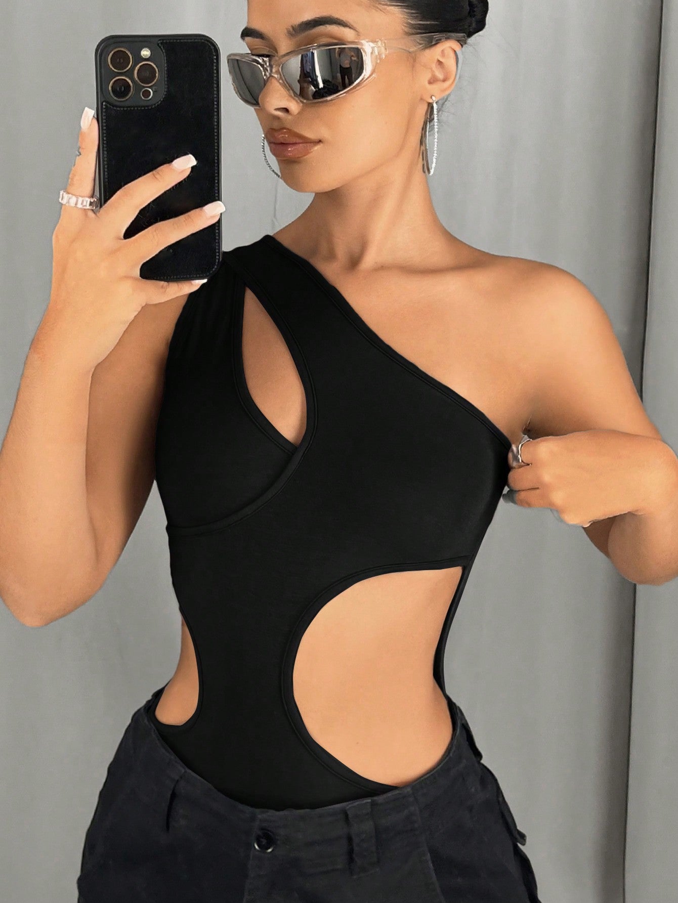 One-Shoulder Cut-Out Statement Bodysuit