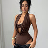 Women's Plunge Halter Neck Cut-Out Bodysuit