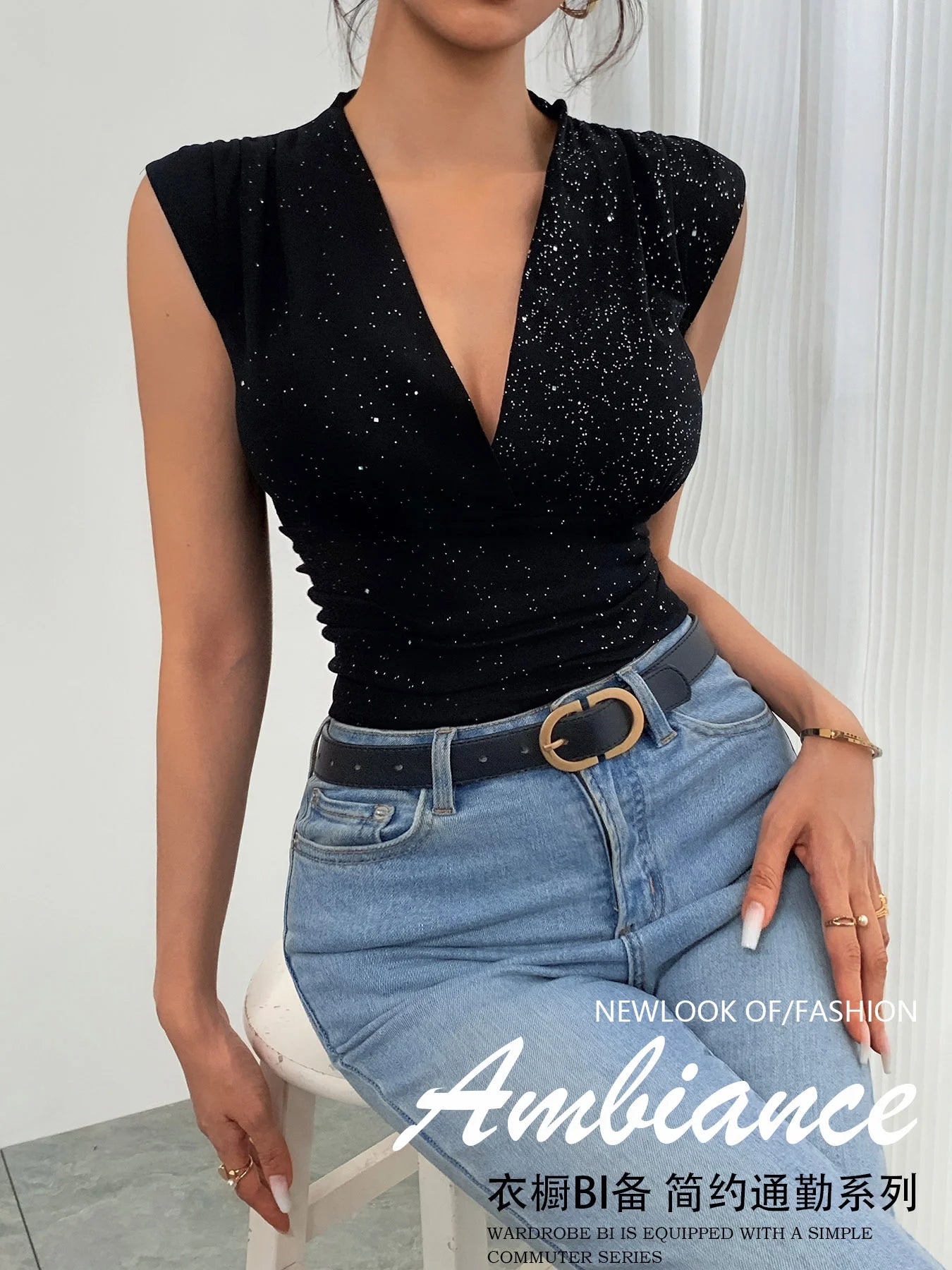 Midnight Spark Wrap Top