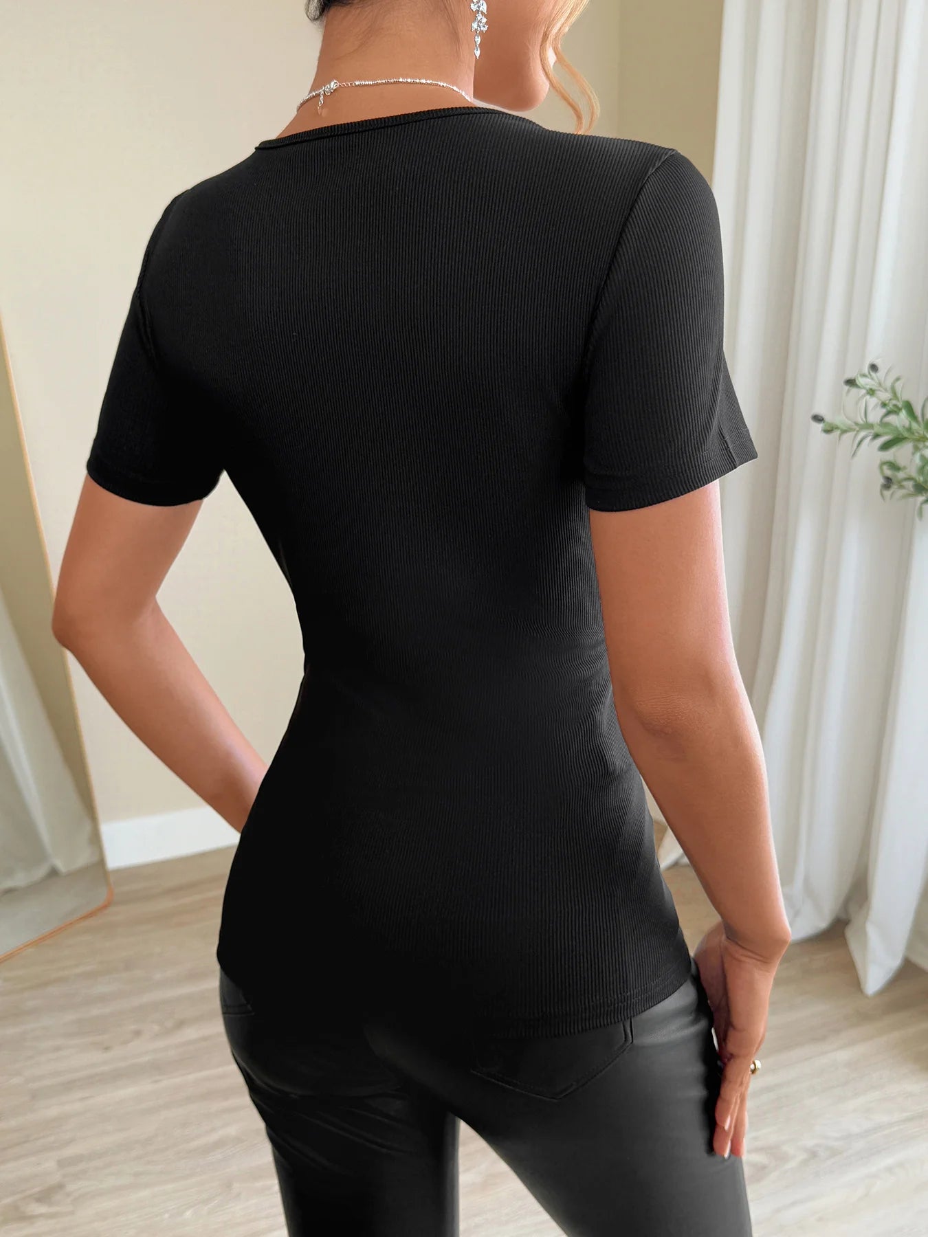Lace Ribbed Top