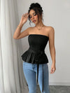 Rosette Peplum Tube Top