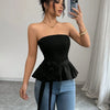 Rosette Peplum Tube Top