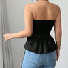 Rosette Peplum Tube Top