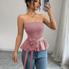 Rosette Peplum Tube Top