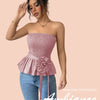 Rosette Peplum Tube Top