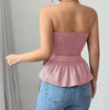 Rosette Peplum Tube Top