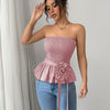Rosette Peplum Tube Top