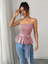Rosette Peplum Tube Top