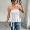 Rosette Peplum Tube Top
