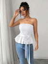 Rosette Peplum Tube Top