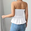 Rosette Peplum Tube Top