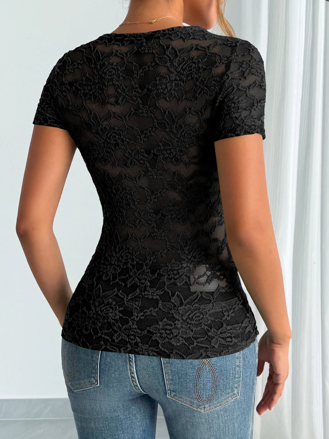 Floral Lace Ruched Top