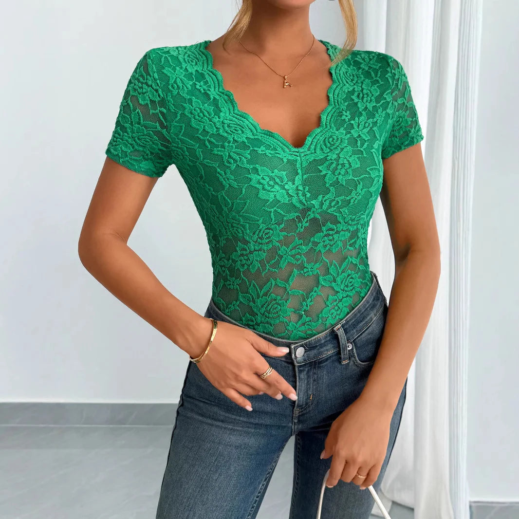 Floral Lace Ruched Top