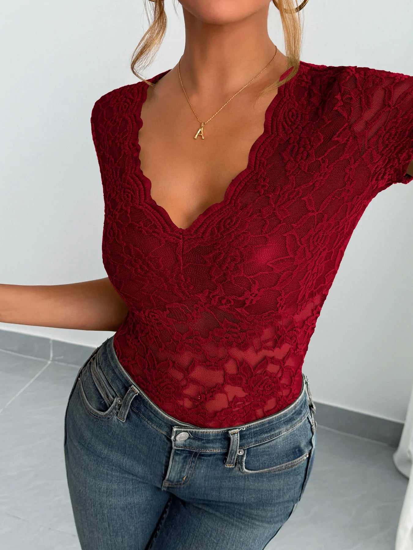 Floral Lace Ruched Top