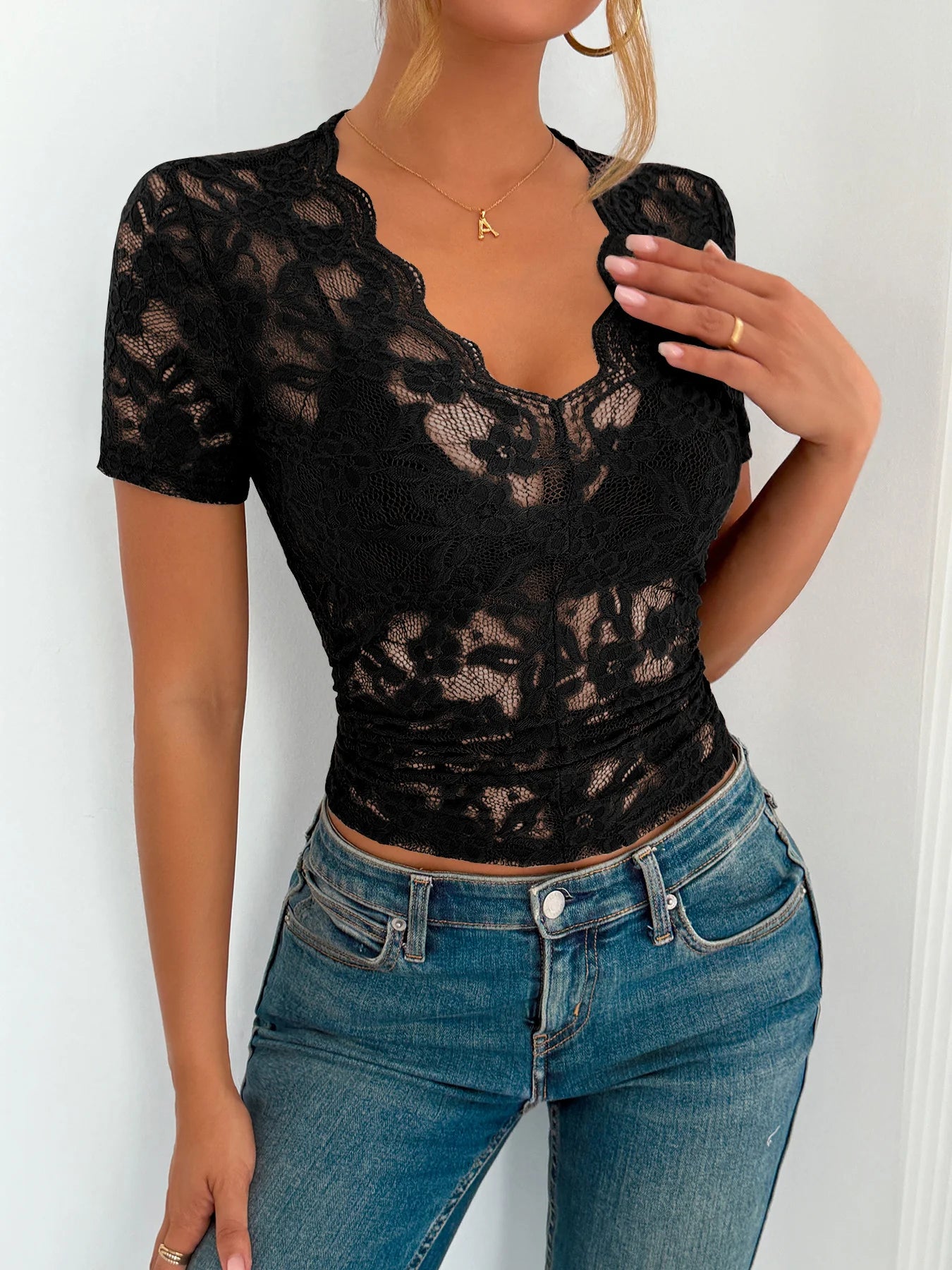 Scallop Lace Fitted Top