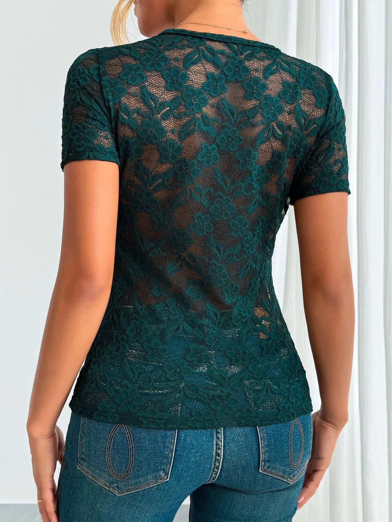 Scallop Lace Fitted Top