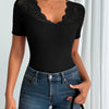 Lace Trim Ribbed Top
