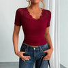 Lace Trim Ribbed Top