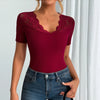Lace Trim Ribbed Top