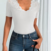 Lace Trim Ribbed Top