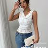 Ruched Lace Sleeveless Top