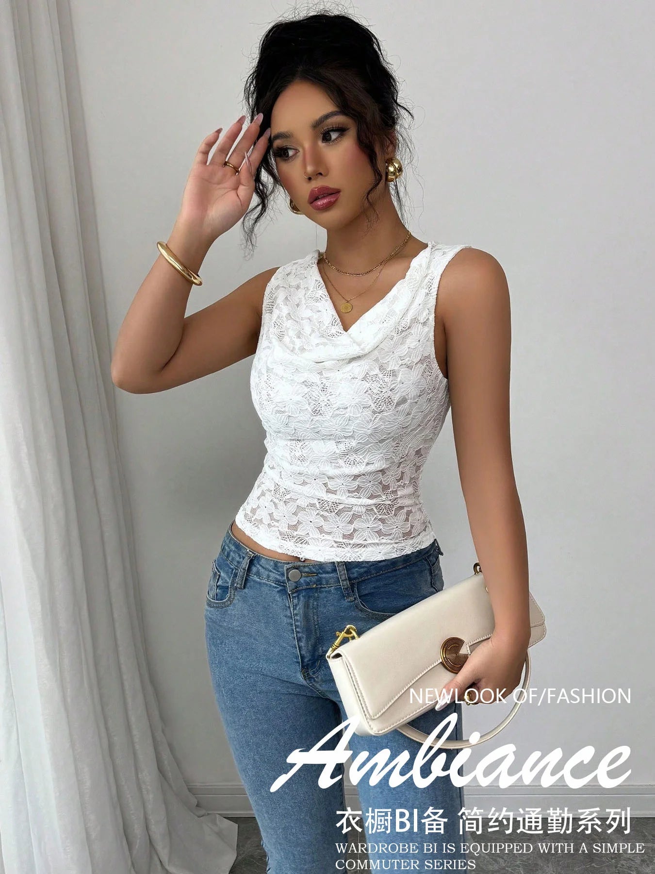 Ruched Lace Sleeveless Top