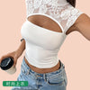 Lace Cut-Out Mock Neck Top