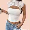 Lace Cut-Out Mock Neck Top