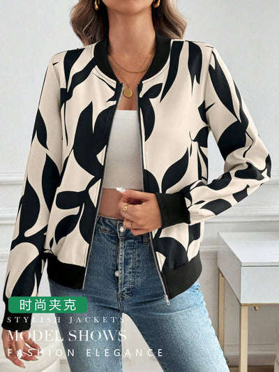 Abstract Print Bomber Jacket