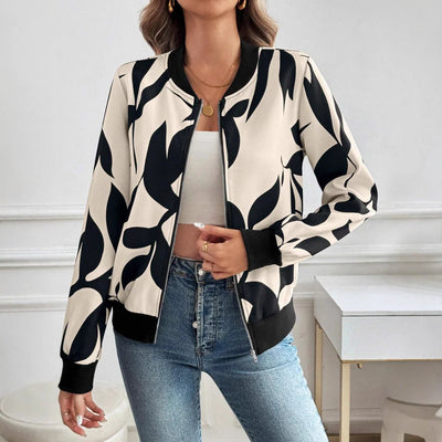 Abstract Print Bomber Jacket
