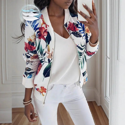 Floral Print Bomber Jacket