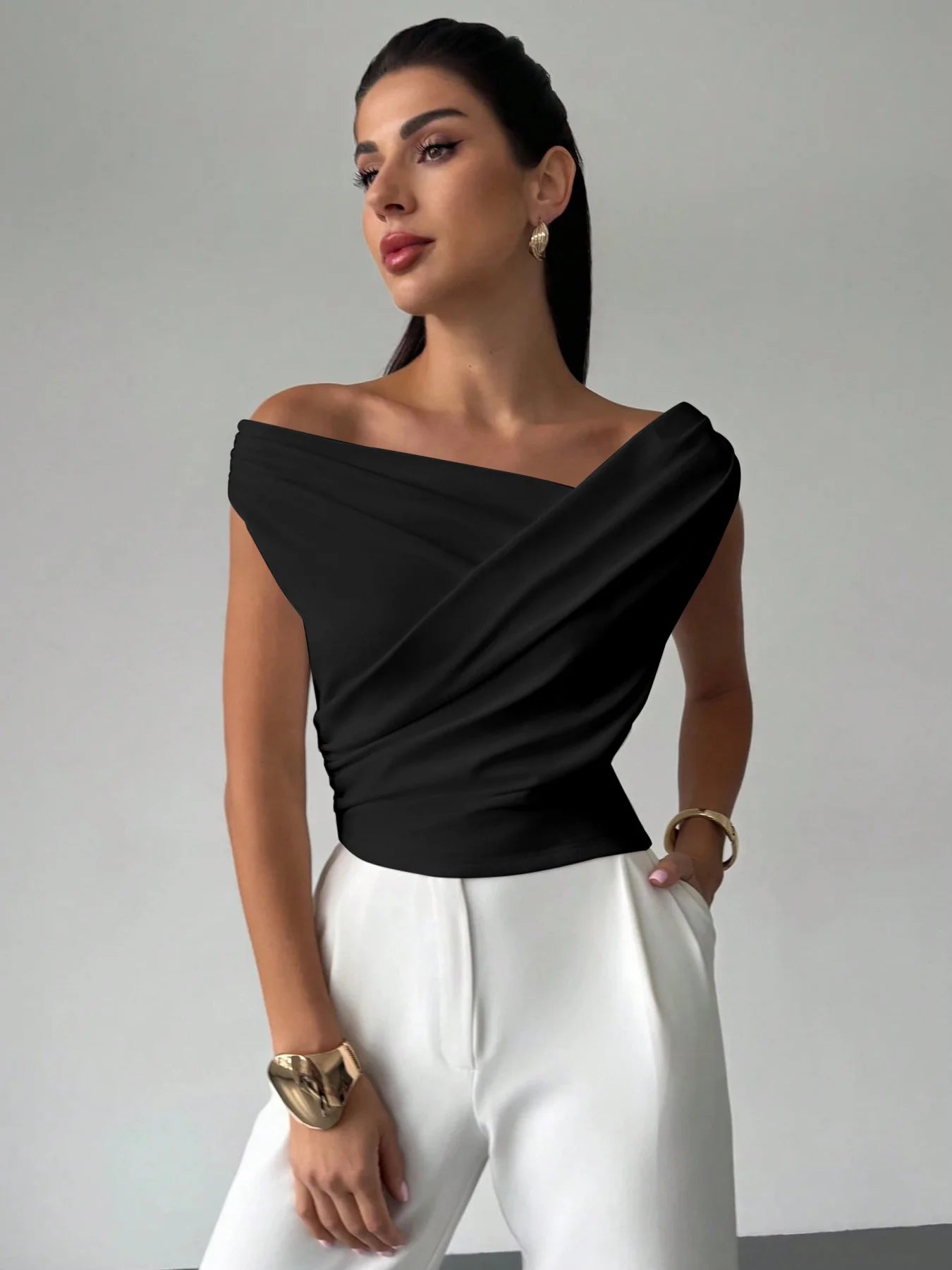 Draped Off-Shoulder Top