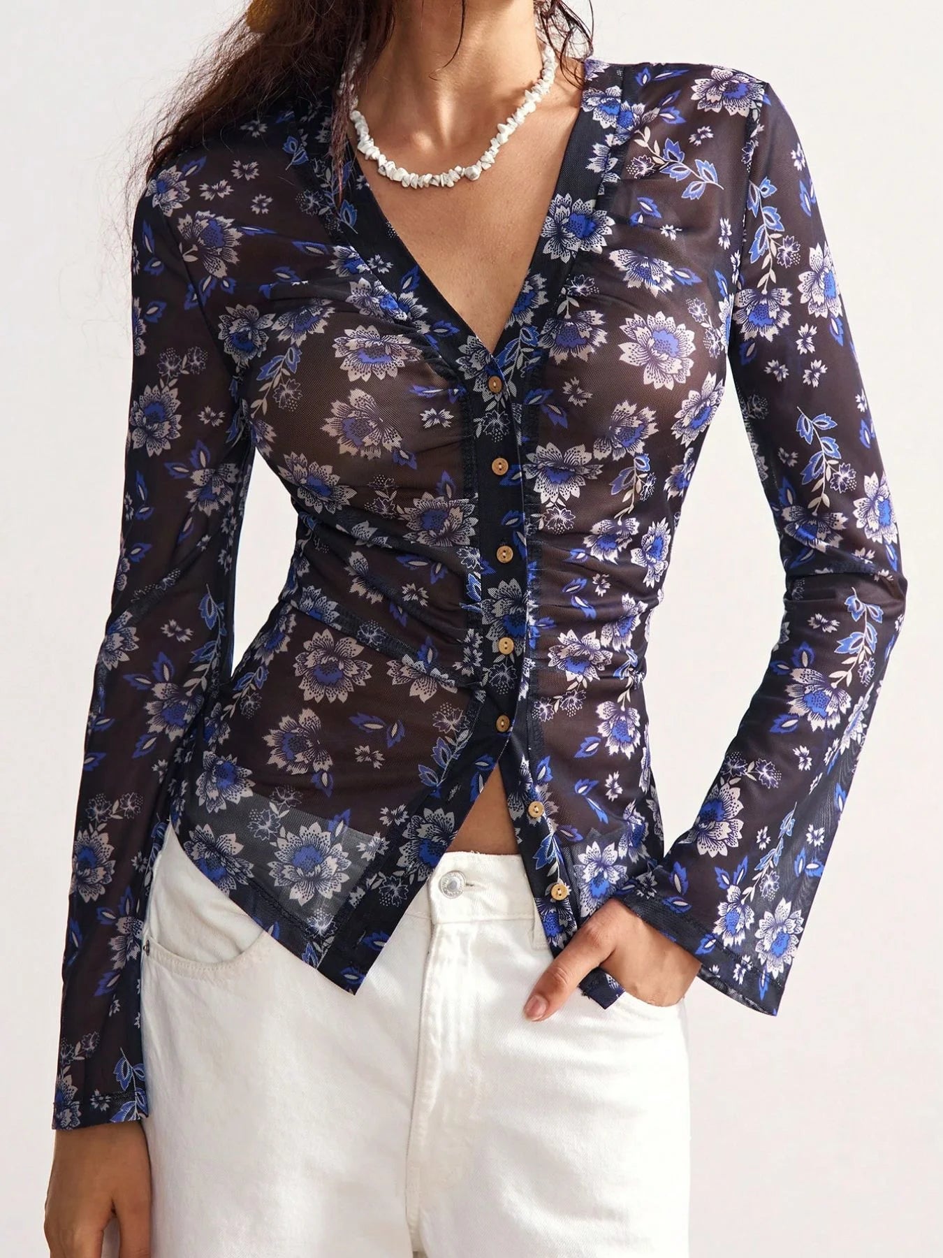 Vintage Floral Mesh Top