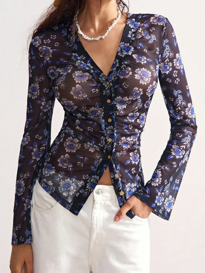 Vintage Floral Mesh Top