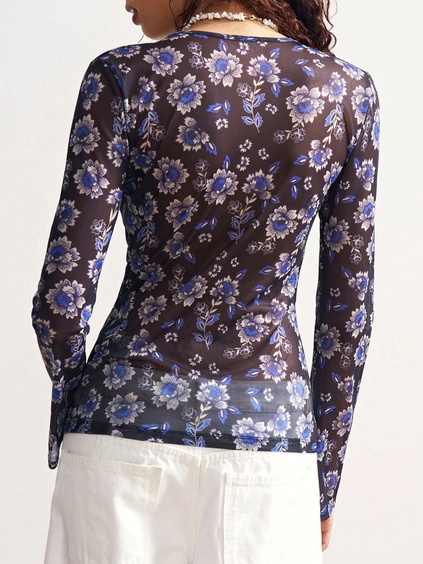 Vintage Floral Mesh Top